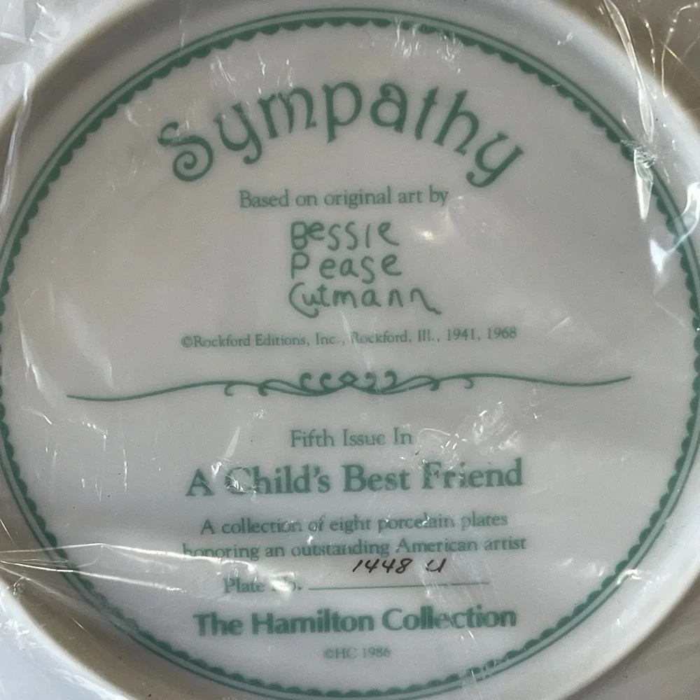 Vintage Bessie Pease Gutmann Sympathy Collector Plate Hamilton Collection NIB